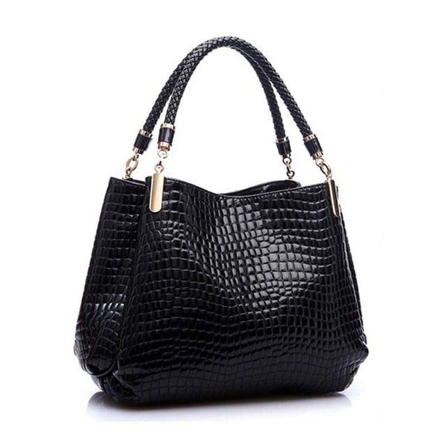 Women's Crocodile Embossed PU Leather Shoulder Bag — Chic Textured Handbag for Everyday & Evening Wear