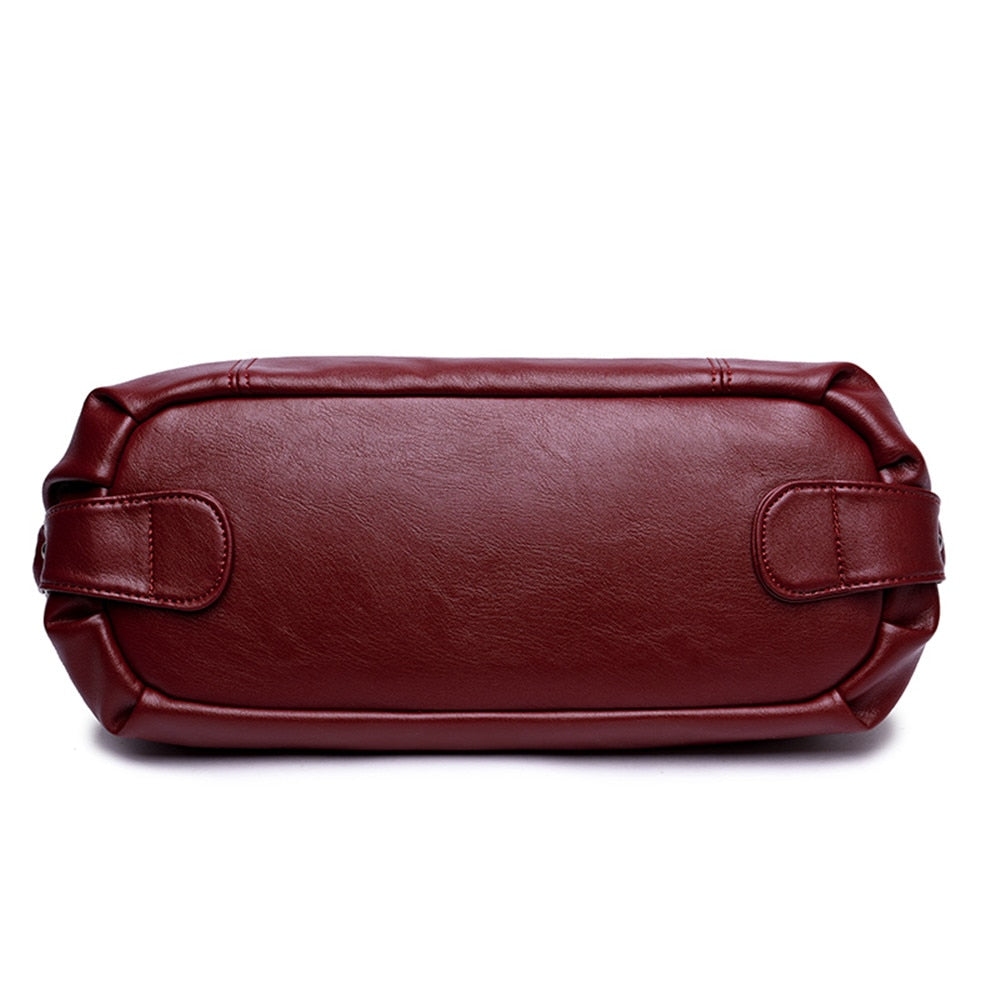Women's Soft Leather Hobo Shoulder Bag | Large Tassel Tote & Crossbody Handbag in Burgundy