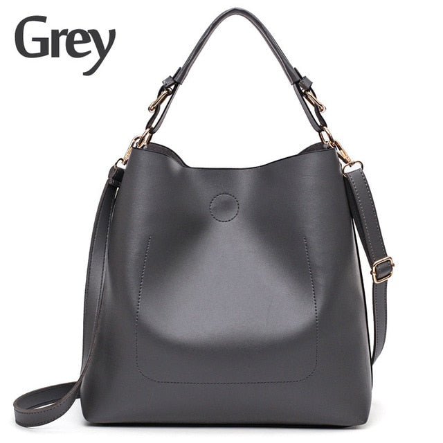 Women's Large Leather Bucket Tote Bag | Spacious Top Handle & Crossbody Shoulder Handbag in Red