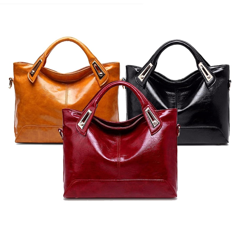 Funmardi Oil Wax Leather Handbag | Vintage Tote & Crossbody Bag with Gold Hardware