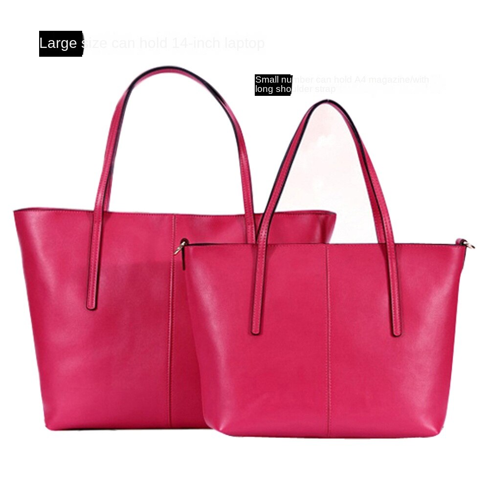 Women's Large Leather Shoulder Tote Bag | Oversized Everyday Shopping & Work Handbag in Rose Pink