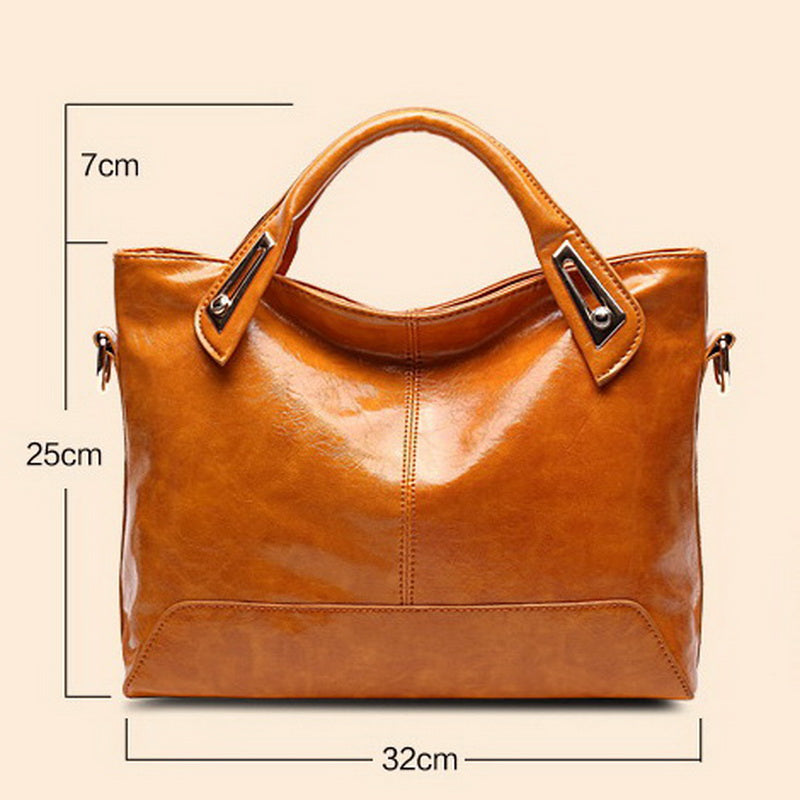 Funmardi Oil Wax Leather Handbag | Vintage Tote & Crossbody Bag with Gold Hardware