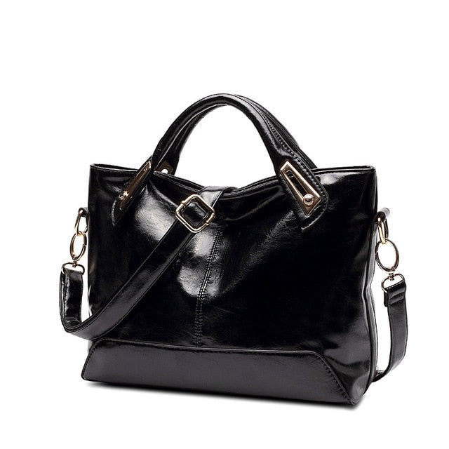 Funmardi Oil Wax Leather Handbag | Vintage Tote & Crossbody Bag with Gold Hardware
