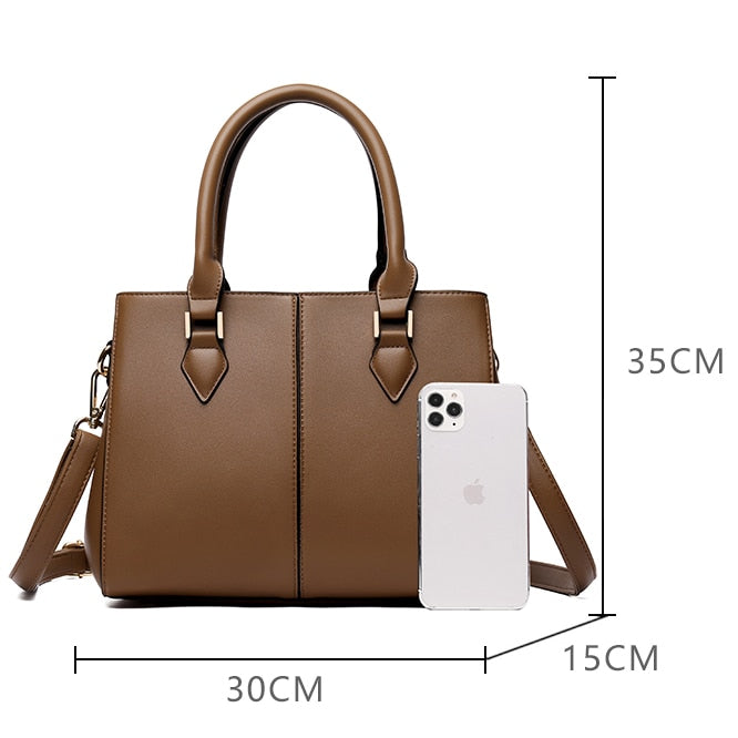 Women's Structured Leather Tote Bag | Large Top Handle Shoulder & Crossbody Handbag in Burgundy