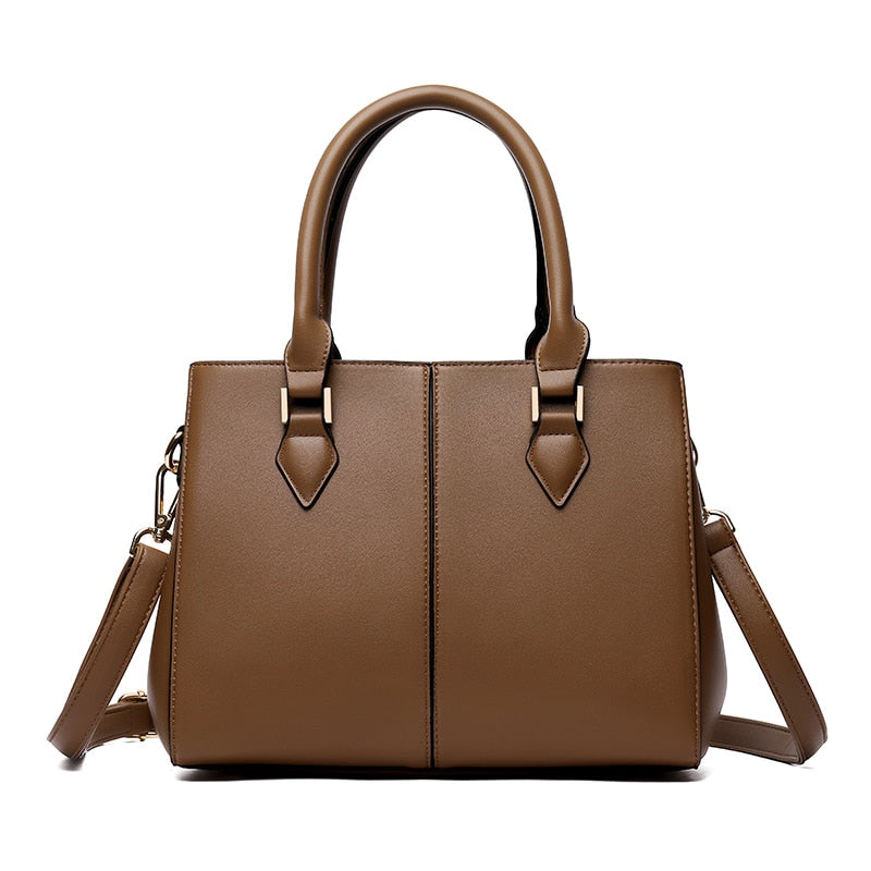 Women's Structured Leather Tote Bag | Large Top Handle Shoulder & Crossbody Handbag in Burgundy