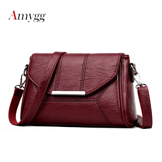 Women's Soft Leather Flap Crossbody Bag | Minimalist Shoulder & Messenger Handbag in Classic Multiple Colors